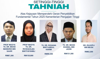 Congratulations to the 5 FTKEE researchers for receiving the FRGS grant